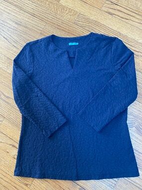 J. McLAUGHLIN Navy Leopard Jacquard Knit top, Sz M